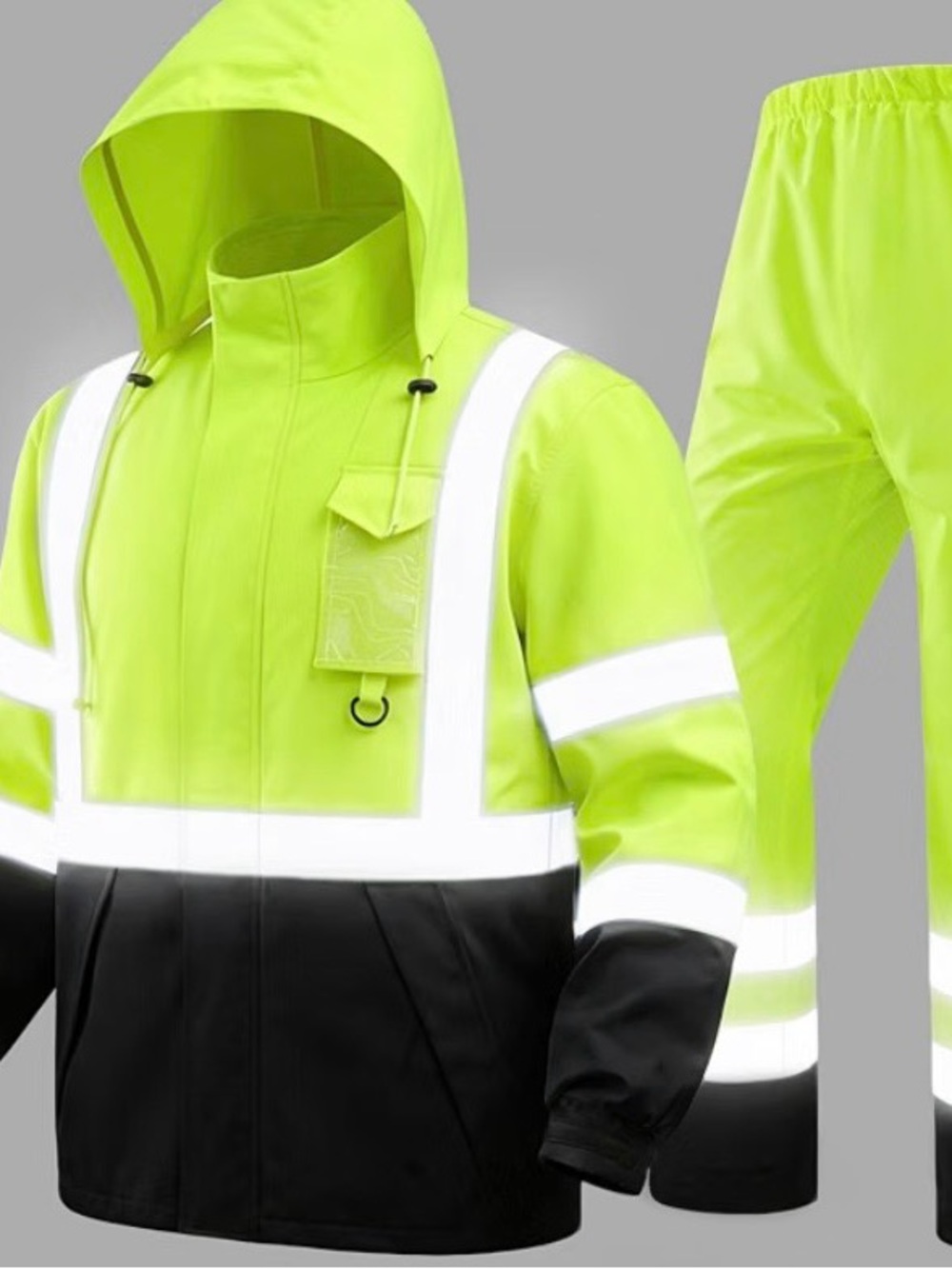 NEW - Class 3 Safety Rain Jacket for Men Waterproof, Reflective High Visibility